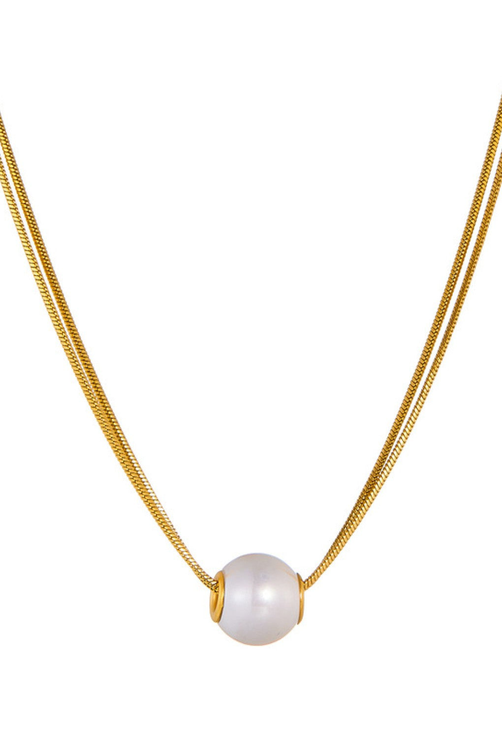 Stainless Steel Large Pearl Necklace