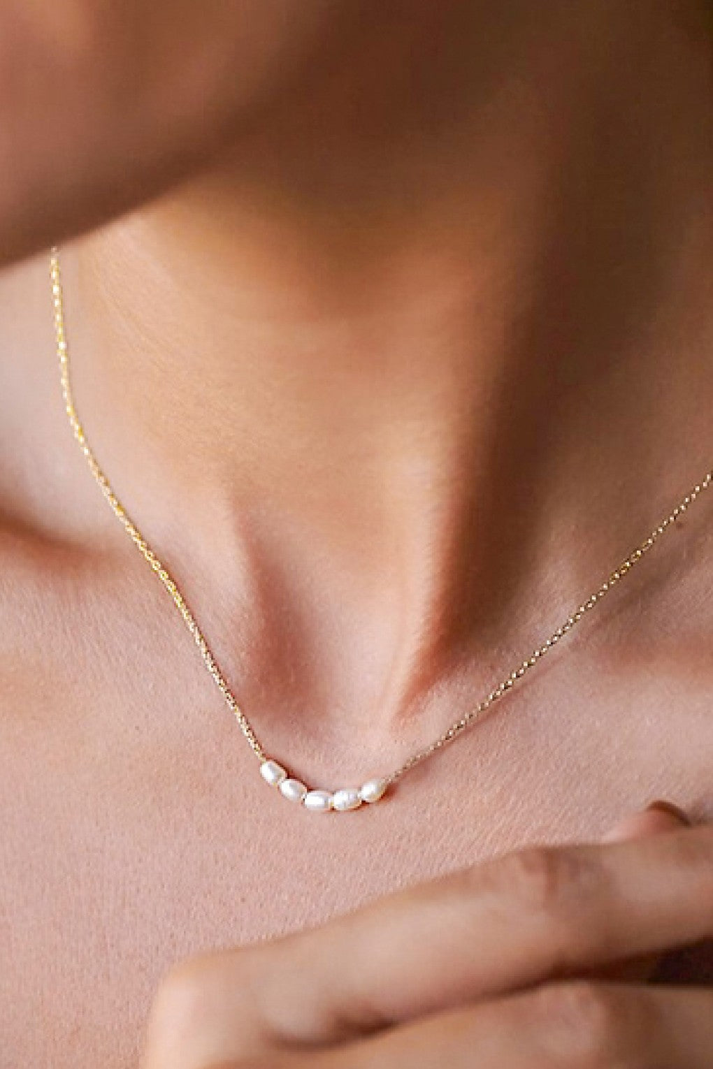 Gold Stainless Steel Pearls Necklace