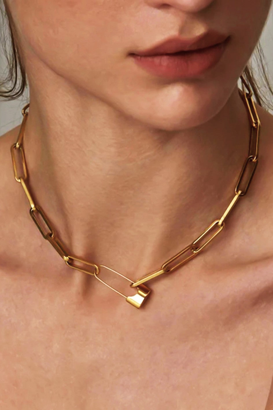 Safety Pin Stainless Steel Necklace