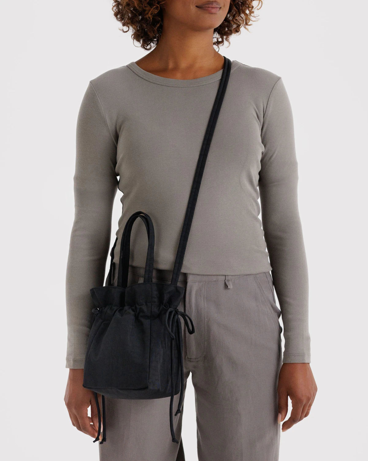 Black Nylon Drawstring Bag