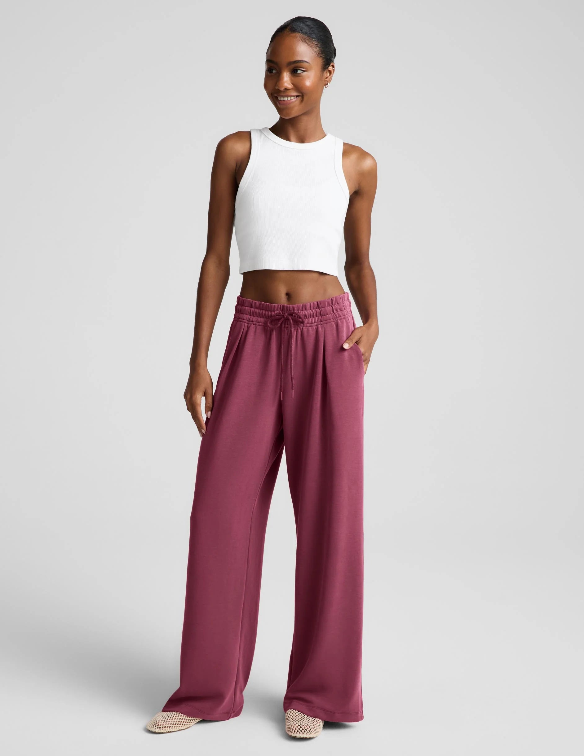 Luxe Sandwash Double Knit Wide Leg Pant